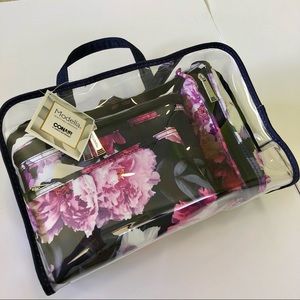 Modella 8-Piece Blockbuster Floral Travel Makeup and Travel Set in Blue